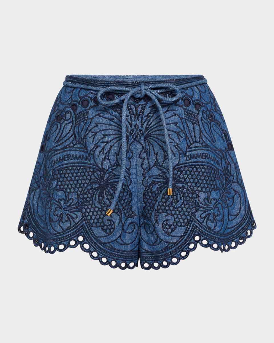 Coco Embroidered Denim Shorts